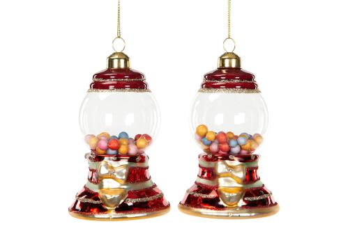 Julkule - Glass - Godteriautomat - 11,5 cm - www.frokenfraken.se