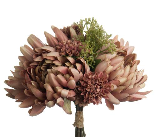 Bukett - Rosa/Brun - Silkeblomster - 30 cm - www.frokenfraken.se