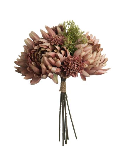 Bukett - Rosa/Brun - Silkeblomster - 30 cm - www.frokenfraken.se