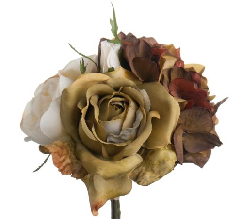 Bukett - Gullbrun - Silkeblomster - 30 cm - www.frokenfraken.se