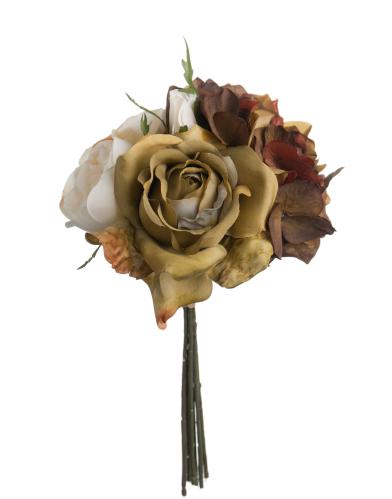 Bukett - Gullbrun - Silkeblomster - 30 cm - www.frokenfraken.se