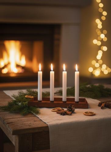 Lysstake - Lysebrett for 4 lys - Rust - 35 x 15 cm - www.frokenfraken.se