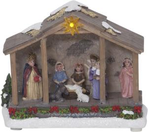 Julstall med belysning - 15 cm - www.frokenfraken.se