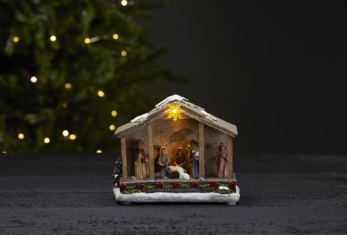 Julstall med belysning - 15 cm - www.frokenfraken.se
