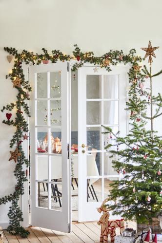 Julbuk - Halmfår med røde bånd - 30 cm - www.frokenfraken.se