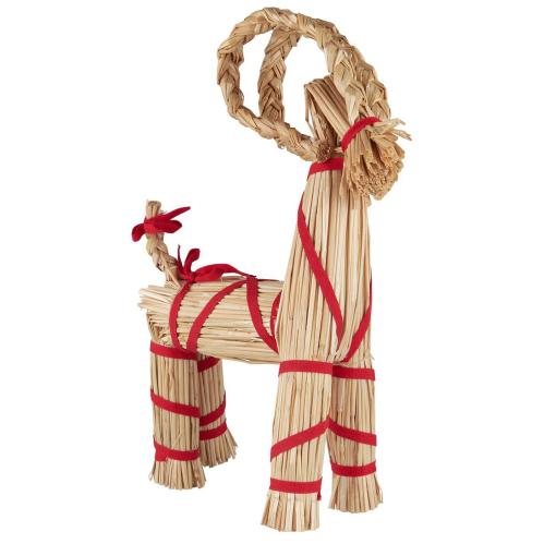 Julbukk - Halm bukk med røde bånd - 43 cm - www.frokenfraken.se