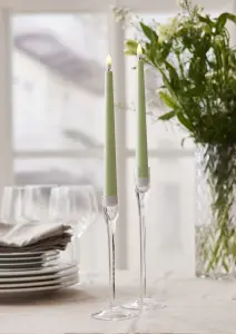 Batterilys - LED - Antikklys - Grønn - 2 pakke - Flamme - 26 cm - Timer - www.frokenfraken.se