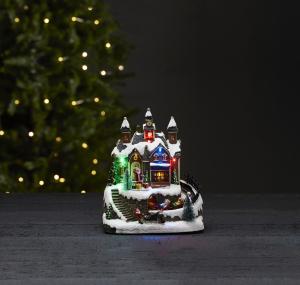 Lysende juleby med tog - 22 cm - www.frokenfraken.se