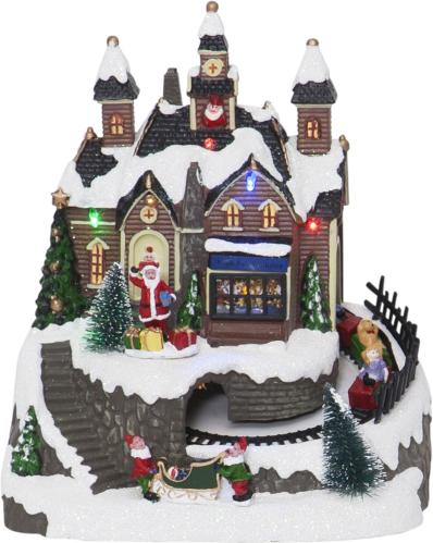 Lysende juleby med tog - 22 cm - www.frokenfraken.se