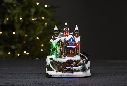 Lysende juleby med tog - 22 cm - www.frokenfraken.se