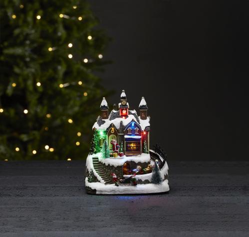 Lysende juleby med tog - 22 cm - www.frokenfraken.se
