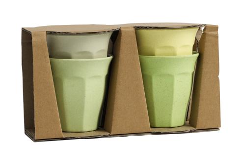 Mugg - EKO Bambu - 4st - grønn/gul - www.frokenfraken.se