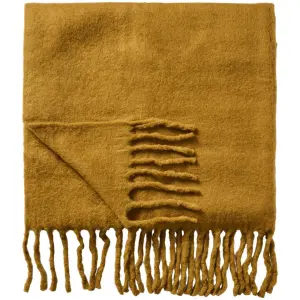 Ullplæd - senapsgul med fransar - 130 x 170 cm - www.frokenfraken.se