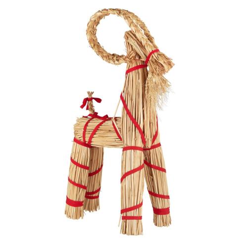 Julbock - Halmbock med røde bånd - 63 cm - www.frokenfraken.se