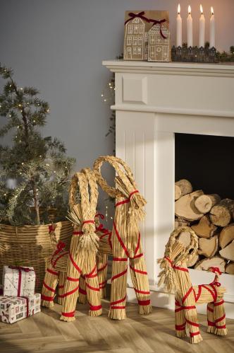 Julbock - Halmbock med røde bånd - 63 cm - www.frokenfraken.se