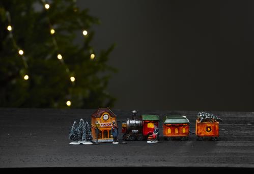 Lyslenke - Tog med togstasjon - 8 cm - www.frokenfraken.se