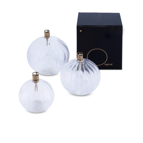 Oljelampe - Bølget glass - Kule - Messing - Ø11 cm - www.frokenfraken.se