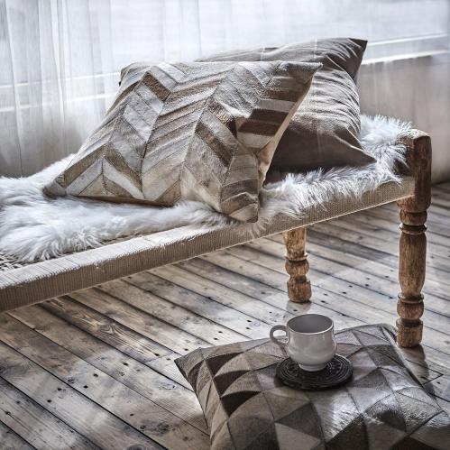 Putetrekk - Semsket skinn - Beige - 50 x 50 cm - www.frokenfraken.se