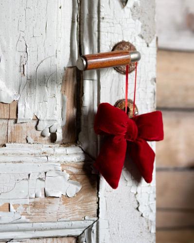 Hengende dekorasjon - Sløyfe - Fløyel - Rød - 11 x 10 cm - www.frokenfraken.se