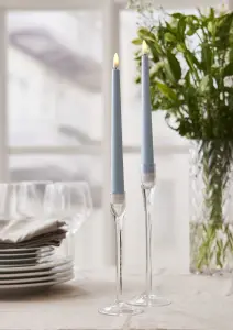 Batterilys - LED - Antikklys - Blå - 2 pakke - Flamme - 26 cm - Timer - www.frokenfraken.se