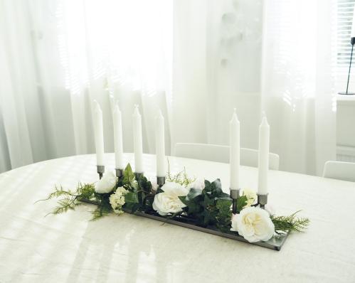 Bordslysestake - Metall - 6 lys - 60 x 12 cm - www.frokenfraken.se