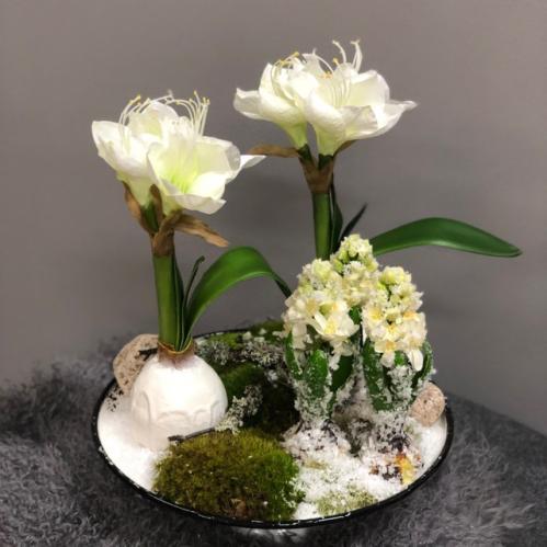 Amaryllis i voks - Hvit - 30 cm - www.frokenfraken.se