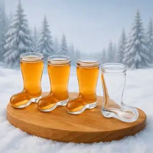 Snapsglass – Vinterstøvler – 4 stk – Ø4 cm - www.frokenfraken.se