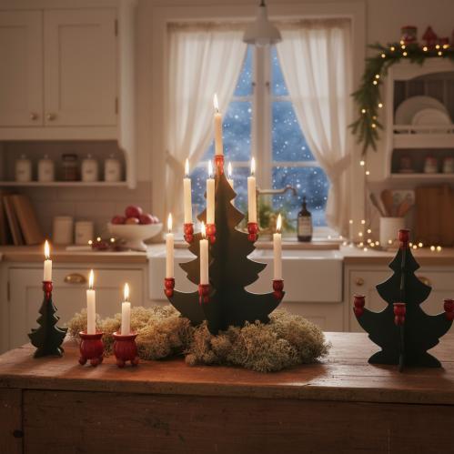 Lysestake - Trejuletre - Vintage Juledekorasjon - 12,5 cm - www.frokenfraken.se