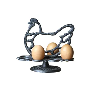 Eggholder - Høne Svart jern - 19 x 12 x 17 cm - www.frokenfraken.se
