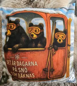 Putetrekk – Skibjørner – 45 x 45 cm - www.frokenfraken.se