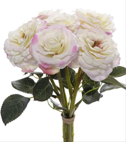 Bukett - Hvite & Rosa Kunstige Roser - Silkeblomster - 27 cm - www.frokenfraken.se