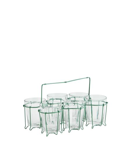Stativ med 6 glass - Grønn - 22,5 x 15 x 14 cm - www.frokenfraken.se