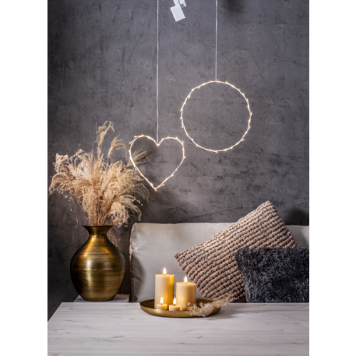 Batterilys - LED Blokklys Flamme Flow - Beige - 17,5 x Ø7,5 cm - Timer - www.frokenfraken.se