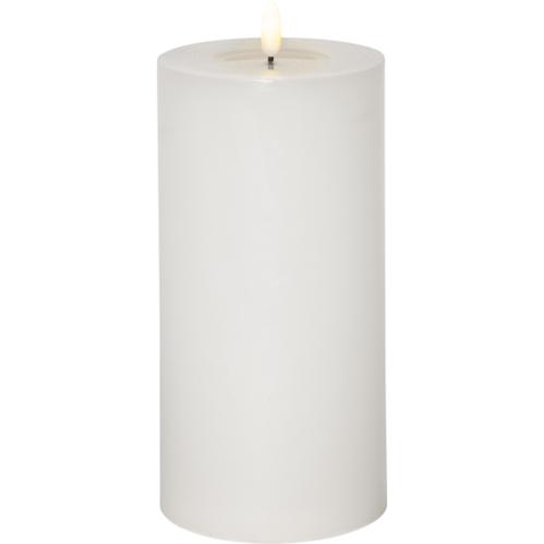 Batterilys - Hvit - LED Blokklys - Flamme Flow - Stor - Ø 10 x 22,5 cm - Timer - www.frokenfraken.se