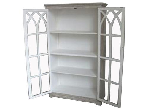 Vitrineskap - Sandfarget med vakkert sprossverk - 154 x 90 cm - www.frokenfraken.se