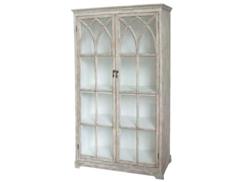 Vitrineskap - Sandfarget med vakkert sprossverk - 154 x 90 cm - www.frokenfraken.se