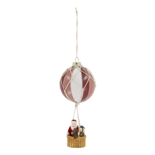 Julekule - Nisse i Luftballong – Ø9 x 20 cm - www.frokenfraken.se