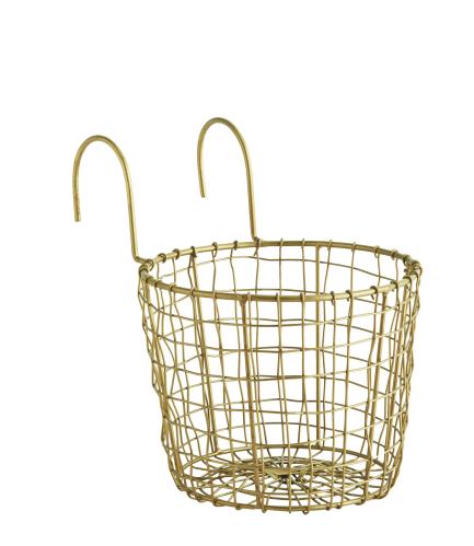 Trådkorg med kroker - Antikk Messing - 20 x 24 cm - www.frokenfraken.se