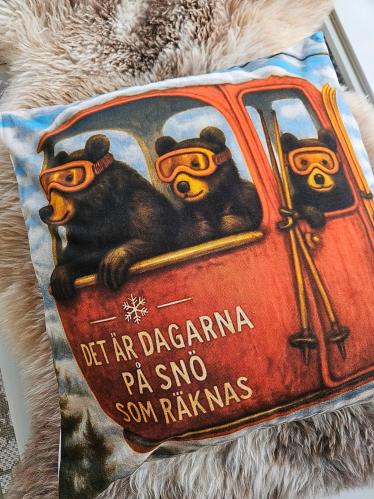 Putetrekk – Skibjørner – 45 x 45 cm - www.frokenfraken.se