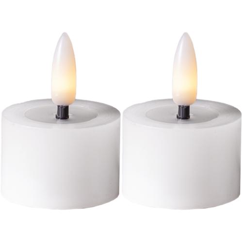 Batterilys - Hvit - LED Votivlys - 5 cm - Flamme Flow - 2 stk - www.frokenfraken.se