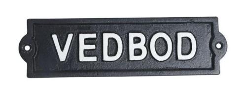 Skilt - Vedbod - 21 x 6 cm - www.frokenfraken.se