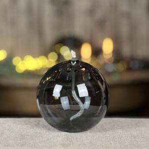 Oljelampe M - Glass - Rund Kule - Røykgrå - Ø11 cm - www.frokenfraken.se