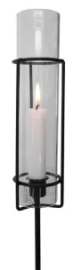 Lysstake på pinne med glass - kronelys - svart - 120 cm - www.frokenfraken.se