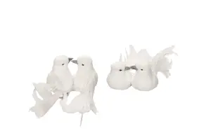Fågel med clips - 2 stk - Hvit - 5,5 cm - www.frokenfraken.se