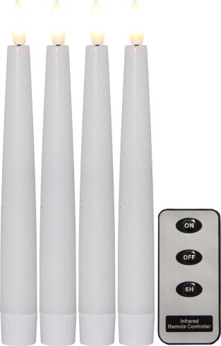Batterilys - Kronlys/Antikklys - Flamme - 4 stk - Timer - www.frokenfraken.se