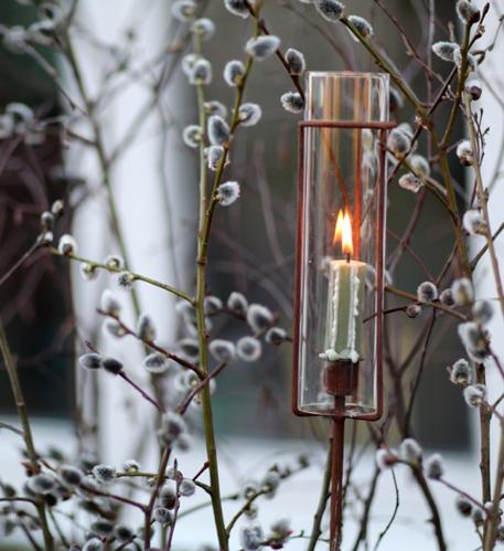 Lysstake på pinne med glass - høy - Rust - kronelys - 120 cm - www.frokenfraken.se