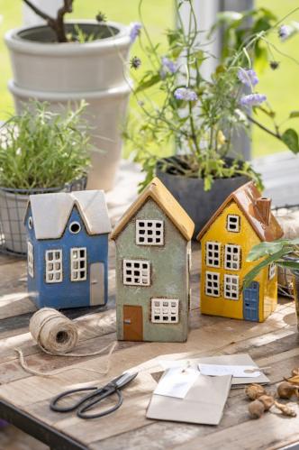 Lyslykt - Hus - Nyhavn - Blå - 17 cm - www.frokenfraken.se