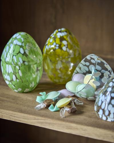 Påskeegg - Skål med lokk - Glass Grønn - Ø9 x 13 cm - www.frokenfraken.se