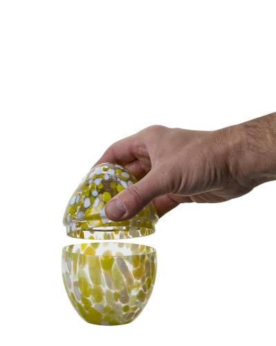 Påskeegg - Skål med lokk - Glass Gul - Ø9 x 13 cm - www.frokenfraken.se