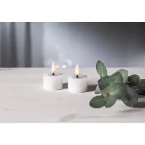 Batterilys - Hvit - LED Votivlys - 5 cm - Flamme Flow - 2 stk - www.frokenfraken.se
